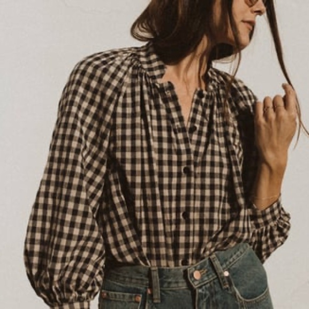 NWT esby apparel liza top, gingham, size XS/S
